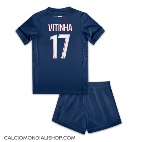 Maglie da calcio Paris Saint-Germain Vitinha #17 Prima Maglia Bambino 2024-25 Manica Corta (+ Pantaloni corti)